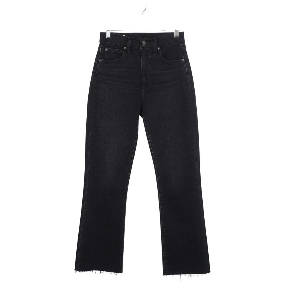 Gap Kick Fit High Rise Jeans 25 0R Washed Black Cropped Flare Frayed Hems